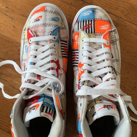 RARE Nike Blazer Mid 77' Patchwork Sneakers Men's White Orange Shoes Size 8.5 - Picture 10 of 14